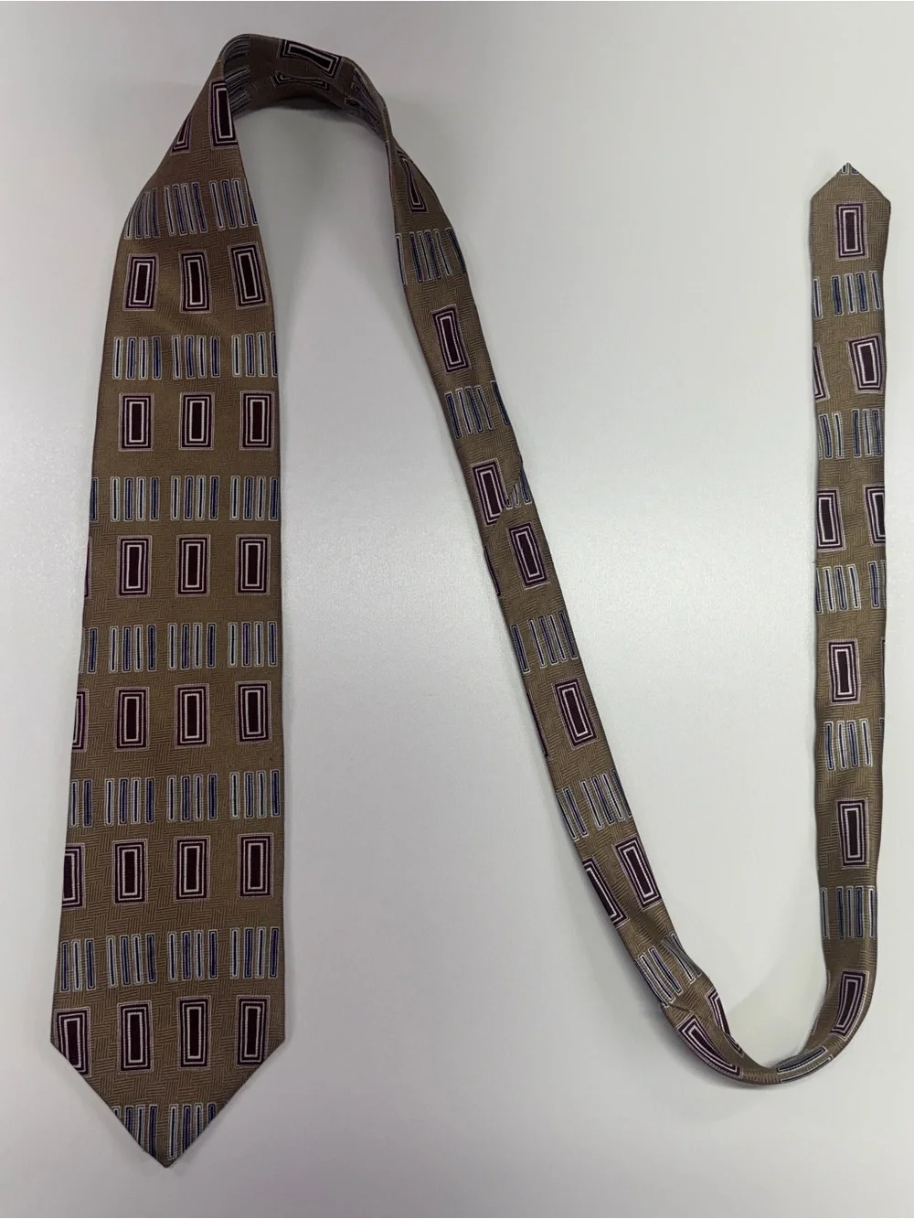 Vintage Bellini 90s Silk Geometric Tie USA Made Retro Mens